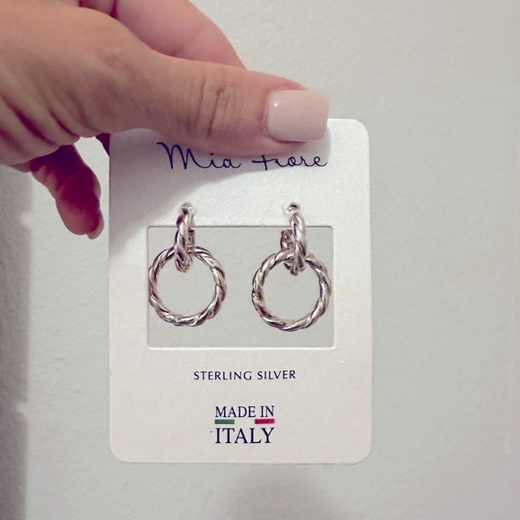 MIA FIORE STERLING SILVER TWISTED DOUBLE HOOP EARRINGS - Picture 1 of 2